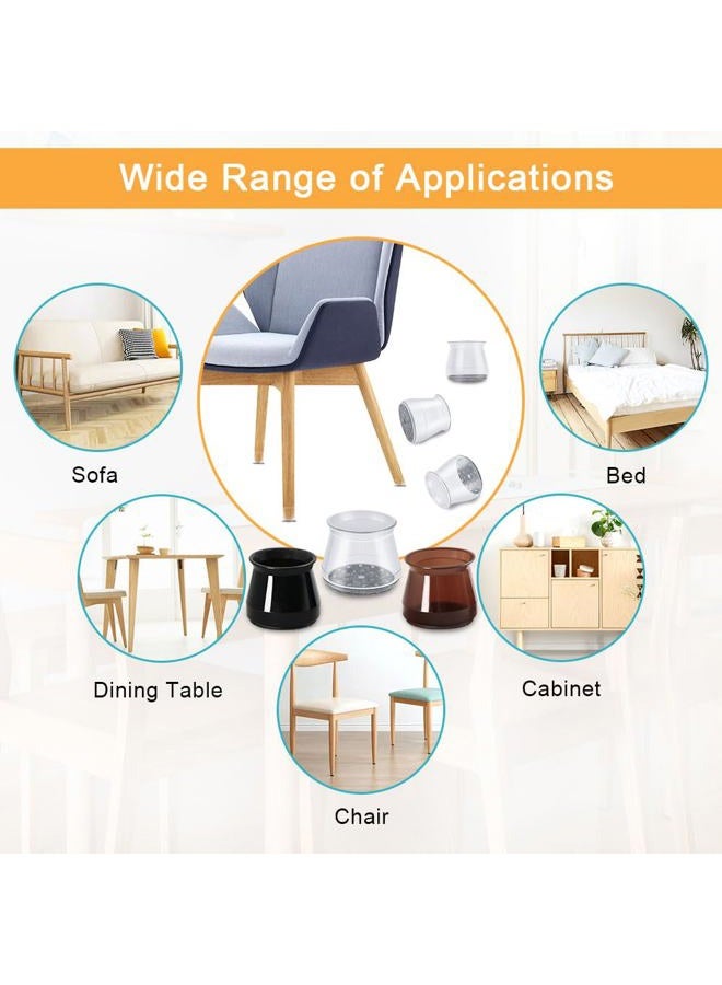 OASMU 32 Pcs Chair Leg Protectors for Hardwood Floors, Silicone Felt Furniture Leg Cover Pad for Protecting Floors from Scratches and Noise, Smooth Moving for Chair Feet Transparent - Image 5