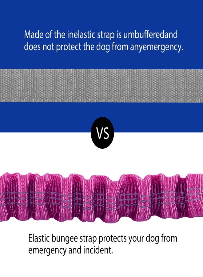 YAODHAOD Double Dog Leash for Two Dogs, 360° Swivel No Tangle with Soft Handle,Shock Absorbing Bungee Reflective Heavy 2 Dog Leashes, Walking & Training Leash Two Dogs Splitter (Rose Red) - Image 2