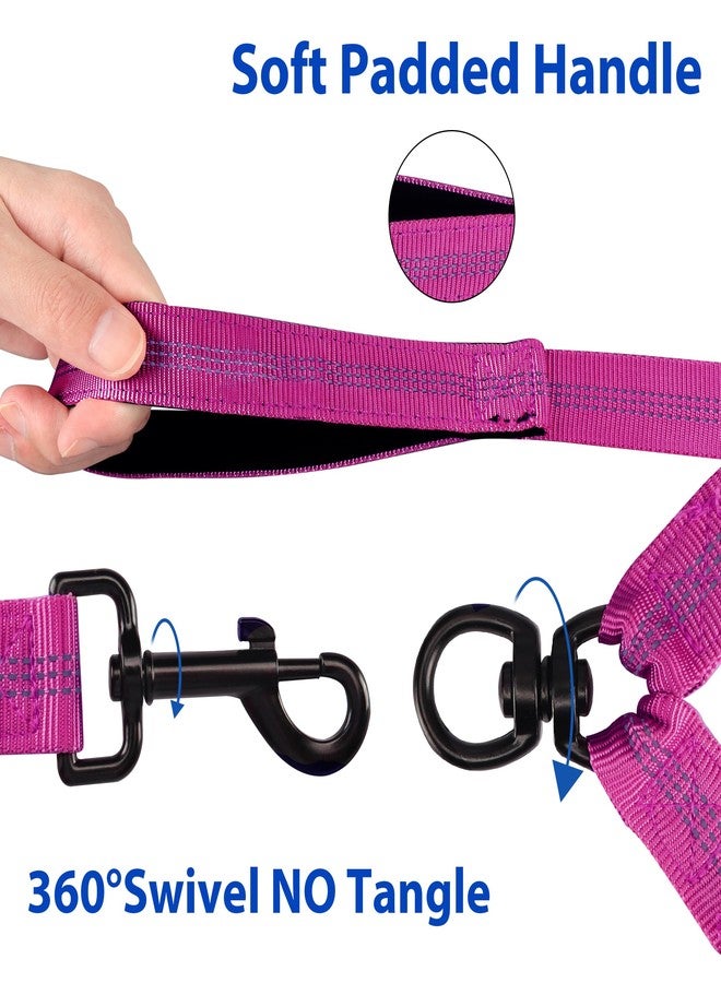 YAODHAOD Double Dog Leash for Two Dogs, 360° Swivel No Tangle with Soft Handle,Shock Absorbing Bungee Reflective Heavy 2 Dog Leashes, Walking & Training Leash Two Dogs Splitter (Rose Red) - Image 3
