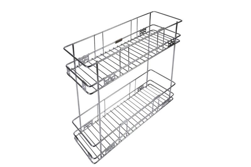 Steel Gold Steel Gold Stainless Steel Multipurpose Kitchen Storage Cabinet Basket 17 20 Inch 2 Shelves Pullout Basket with 4 Set Telescopic Drawer Channel 20 inch 17X20 inch Basket 4X20X17 Pullout  - Image 2