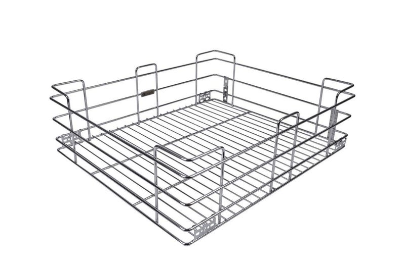 Steel Gold Steel Gold Stainless Steel Multipurpose Kitchen Storage Cabinet Basket 17 20 Inch 2 Shelves Pullout Basket with 4 Set Telescopic Drawer Channel 20 inch 17X20 inch Basket 4X20X17 Pullout  - Image 3