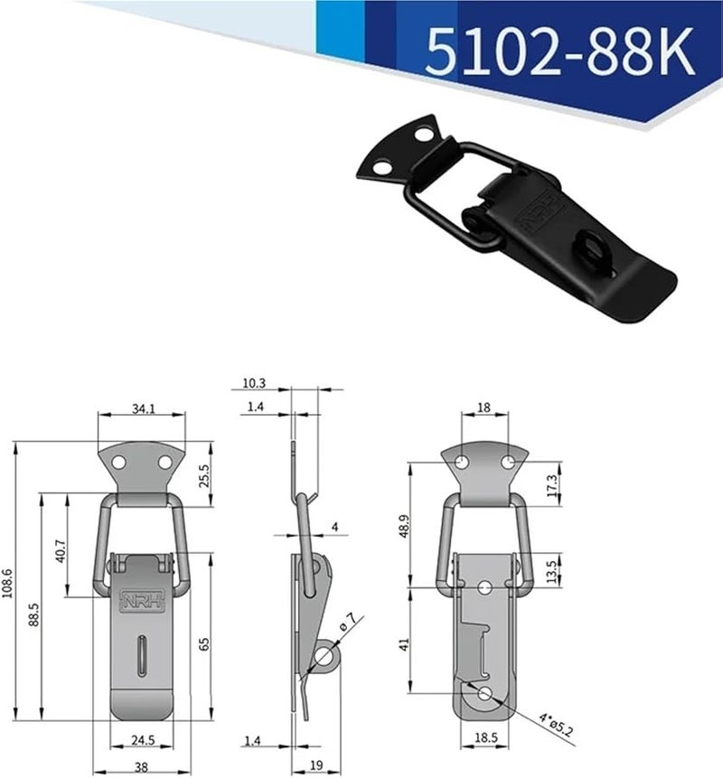5102 88k Metal Spring Toggle Latch 2 Pack Hasp Door Buckle Lock For Cabinet Toolbox Case - Image 3