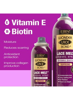 EBIN NEW YORK Wonder Lace Melt Aerosol Spray | Preserves Edges & Undetectable Lace | Long lasting hold | No Residue | Vitamin E + Biotin Infused (180ml./ 6.08oz)  - Image 4