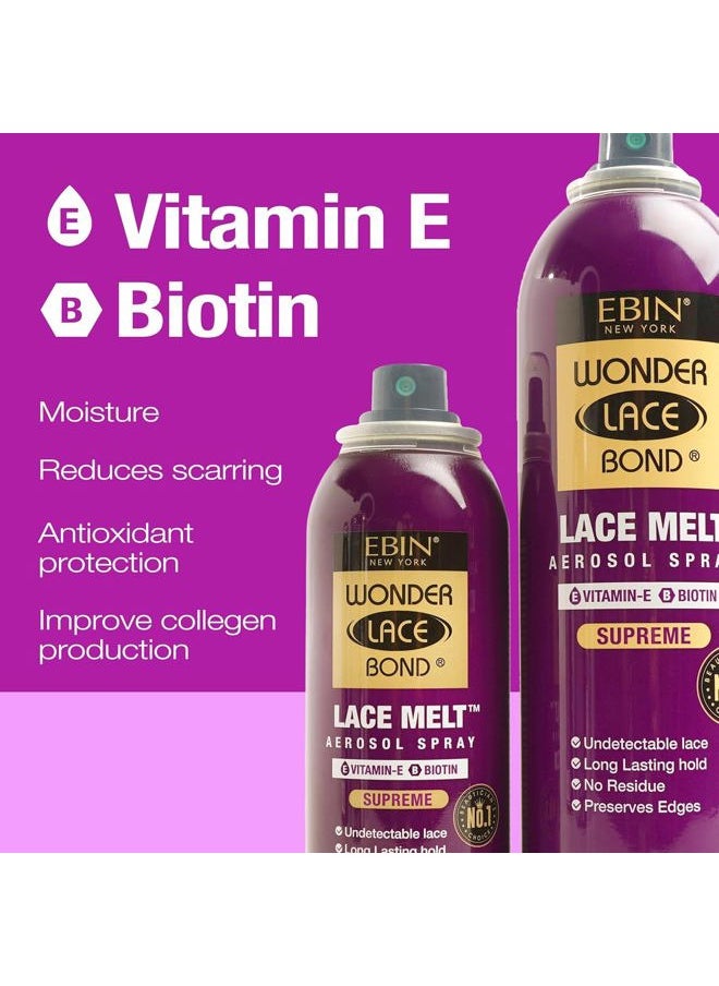 EBIN NEW YORK Wonder Lace Melt Aerosol Spray | Preserves Edges & Undetectable Lace | Long lasting hold | No Residue | Vitamin E + Biotin Infused (180ml./ 6.08oz)  - Image 4