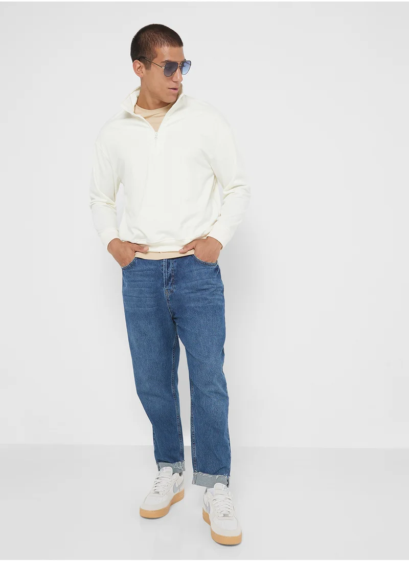سفنتي فايف بيسيكس Essential Oversize Zip Top Sweatshirt