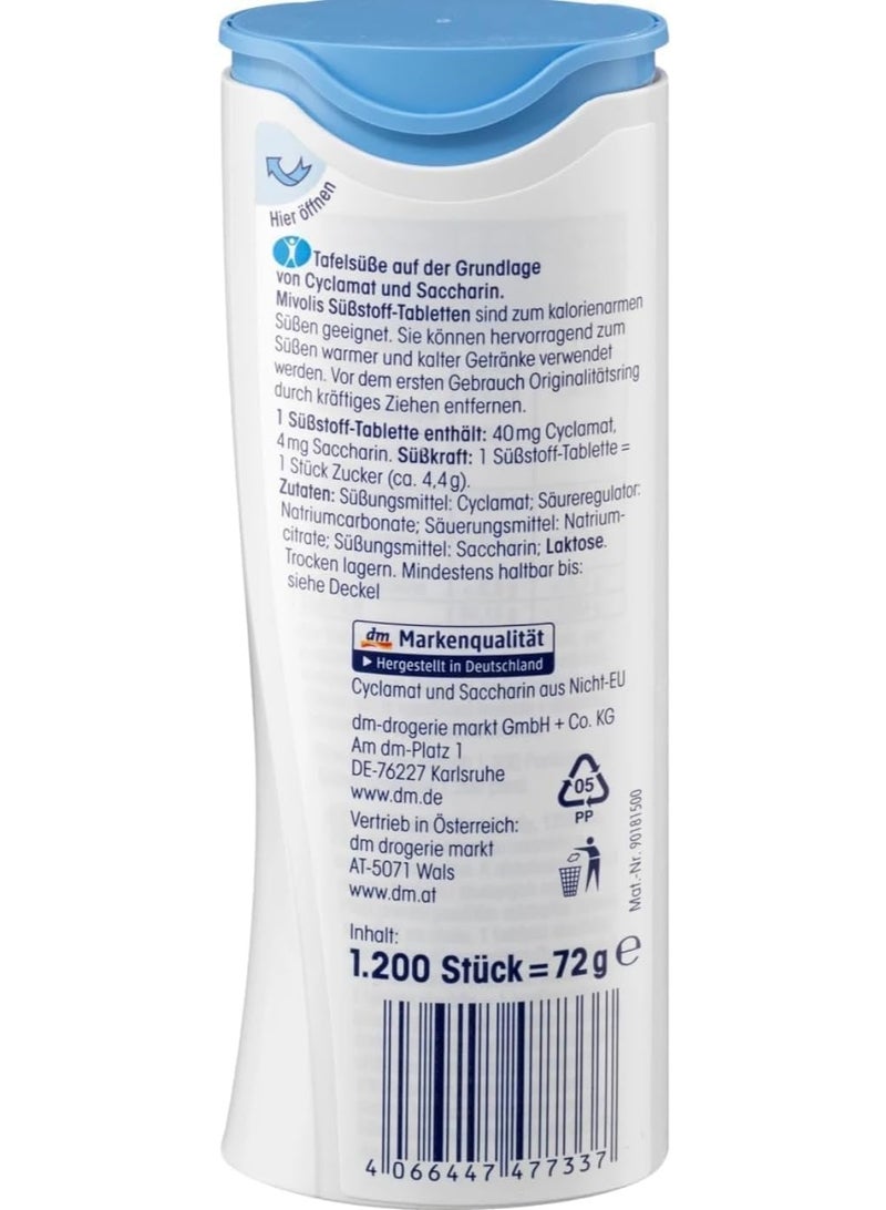 mivolis Balea Mivolis Sweetener Tablets - 1200 Tablets - 72g (Diet and Sugar Substitute) - Image 2