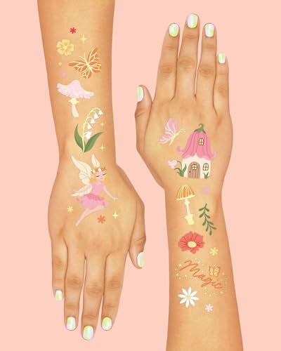 xo, Fetti Woodland Fairy Temporary Tattoos - 84 Foil Styles | Magical Princess Birthday Supplies, Forest Baby Shower Decorations, Girls Garden Accessory - Image 4