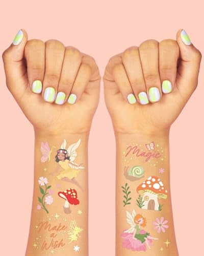 xo, Fetti Woodland Fairy Temporary Tattoos - 84 Foil Styles | Magical Princess Birthday Supplies, Forest Baby Shower Decorations, Girls Garden Accessory - Image 3
