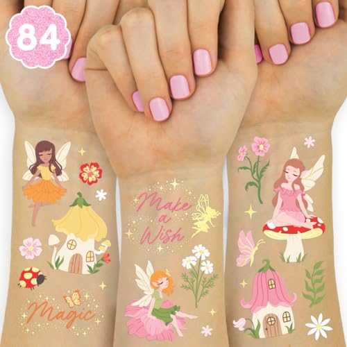 xo, Fetti Woodland Fairy Temporary Tattoos - 84 Foil Styles | Magical Princess Birthday Supplies, Forest Baby Shower Decorations, Girls Garden Accessory - Image 1
