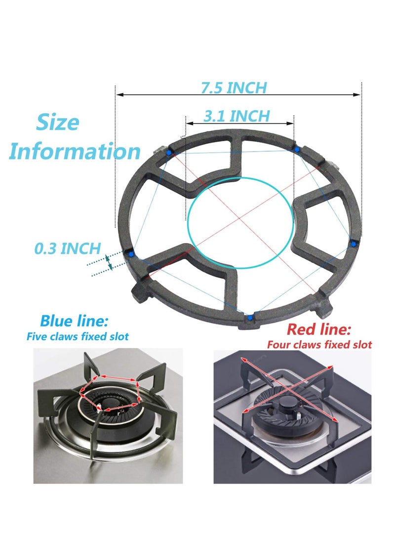Zikra Non Slip Gas Ring Reducer, Burner Grate for Butter Warmer/Small Saucepan, Cast Iron Wok Support Ring- Compatible with Most Gas Stove Range Cooktop, 7.5 Inch, Black - Image 2