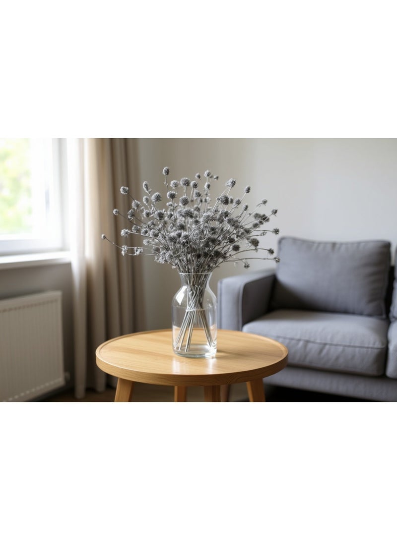 فانسي فلورز إيرينجيوم بلانوم مجفف من فاني (مطلي)، سيقان طبيعية مجففة فاخرة بطول 40–60 سم – لون فضي - Image 4