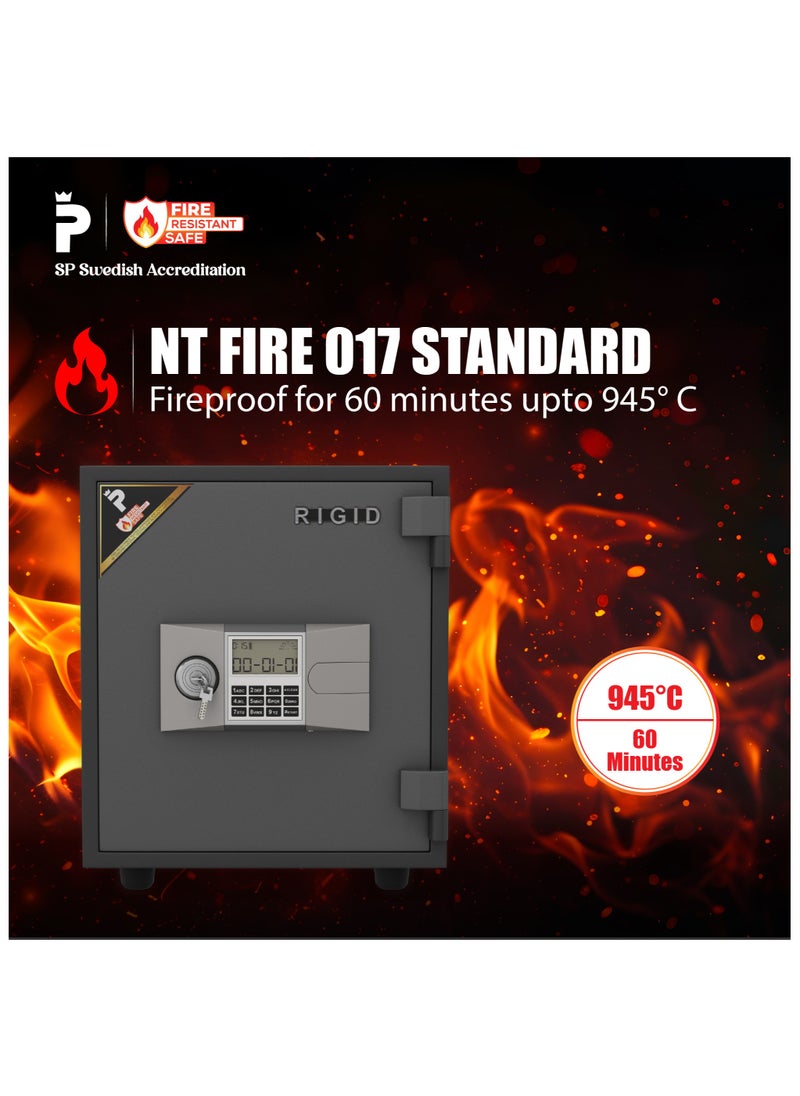 RIGID - Fire Resistant Steel Safe with Digital & Key Lock, 70Kg - Image 1