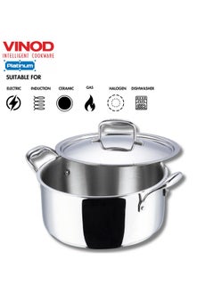 VINOD Vinod Platinum Triply Stainless Steel Saucepot with Lid - 3 Litre, 20 cm | 2.5mm Thick | SAS Metal | Biryani Pot | Induction and Gas Base | 5 Year Warranty - Silver  - Image 5