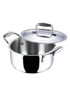 VINOD Vinod Platinum Triply Stainless Steel Saucepot with Lid - 3 Litre, 20 cm | 2.5mm Thick | SAS Metal | Biryani Pot | Induction and Gas Base | 5 Year Warranty - Silver  - Image 4