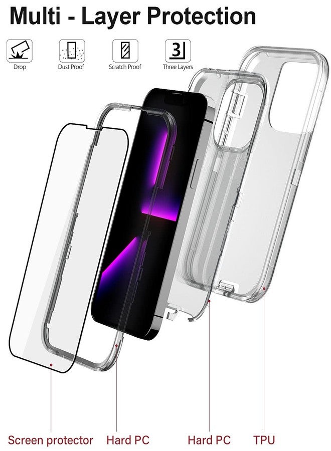 JGS for iPhone 13 Pro Max Case 6.7", Military Grade 3 in 1 Heavy Duty Shockproof/Drop Proof Case with 2 PCS Tempered Glass Screen Protector (Crystal Clear) - Image 4