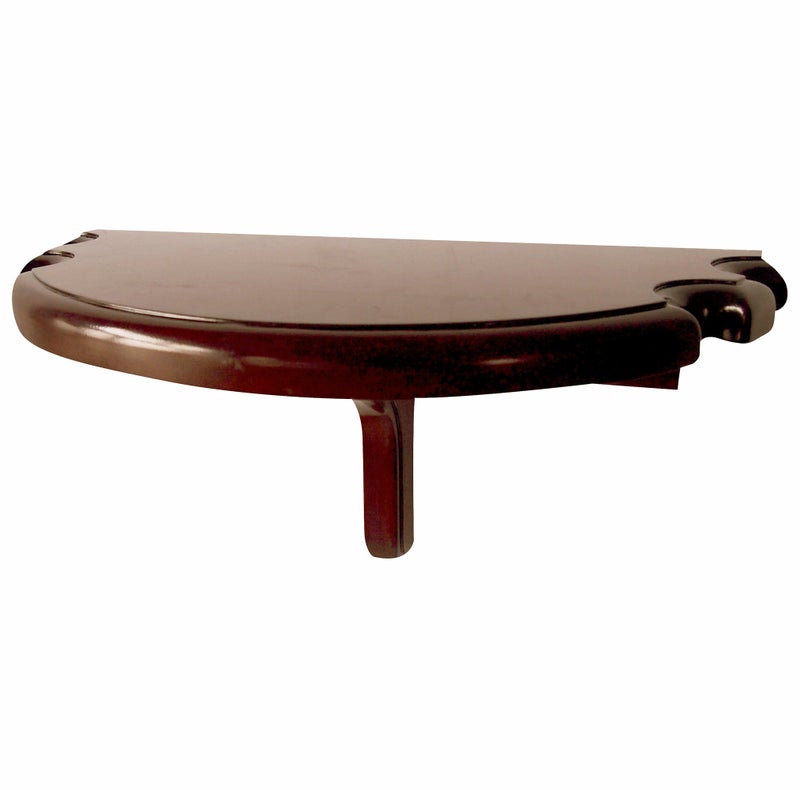 Hathaway Premium Half Moon Wall Shelf Walnut Finish