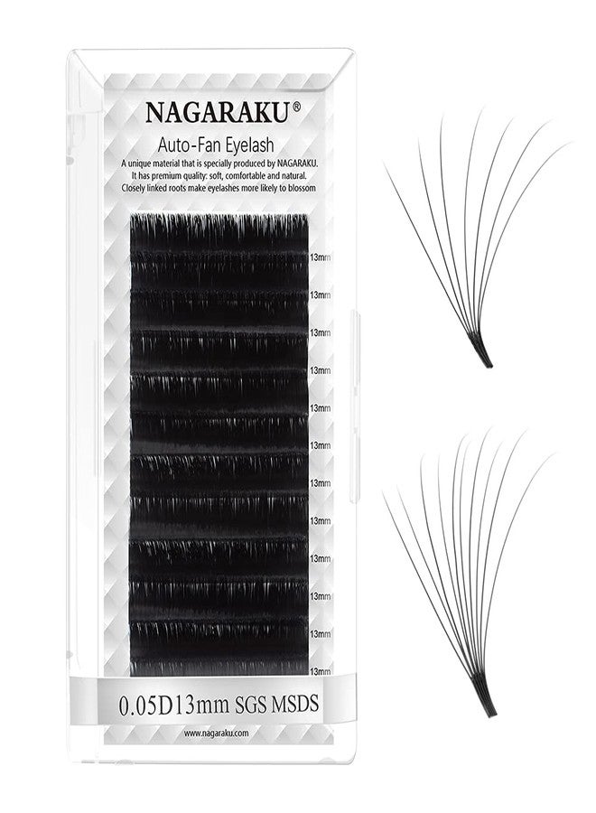 NAGARAKU Easy Fan Eyelash Extensions Volume Lash 0.05 D curl 13mm Rapid Blooming Faux Mink Cluster For Beginners Soft Professional Lash Supplies - Image 1