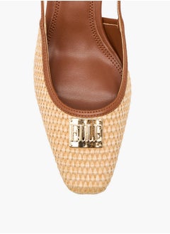 ELLE Women's Textured Block Heeled Slingback Shoes with Buckle Closure  - Image 5