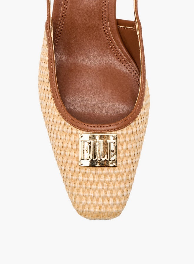 ELLE Women's Textured Block Heeled Slingback Shoes with Buckle Closure - Image 5