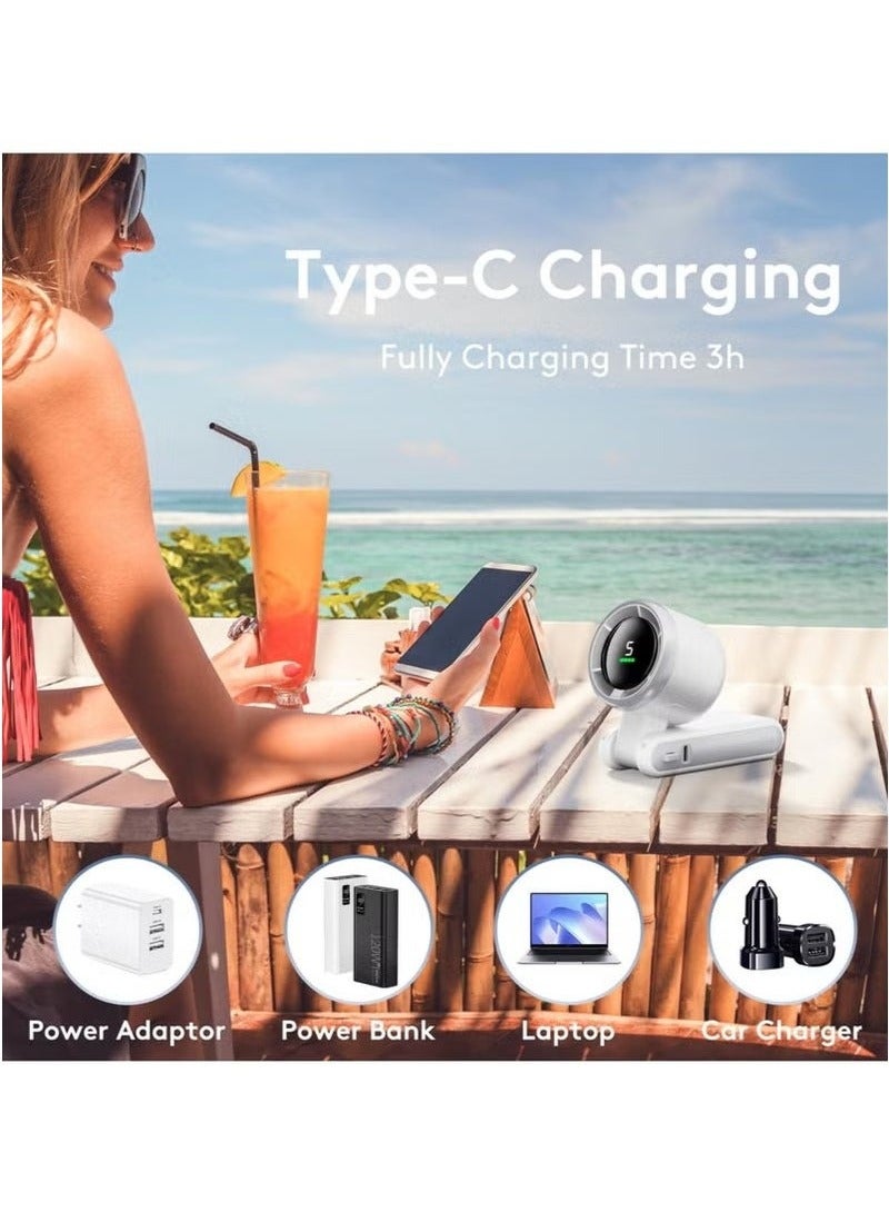 JAJEEK Portable Handheld Mini Fan with Powerful 50000 RPM Motor, Foldable Turbo Fan Design, Long-Lasting 3600mAh Type-C Rechargeable Battery, 5 Adjustable Speeds, Clear Digital Display, Lightweight and Compact, Perfect for Travel, Outdoor Activities, Office Use, Ideal Cooling Solution for Men and Women - Image 2