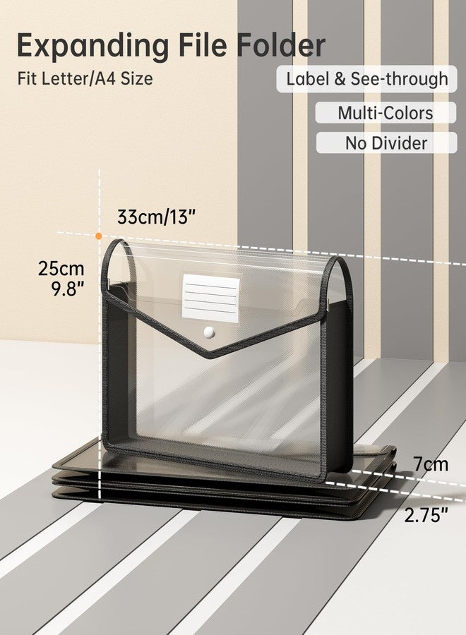XingDuing 2 Pack Plastic Expanding File Folder, Transparent envelopes with Snap Closure, Fit Letter/A4 Size for School/Office/Home/Hospital, No Dividers, Large Capacity（Black） - Image 2