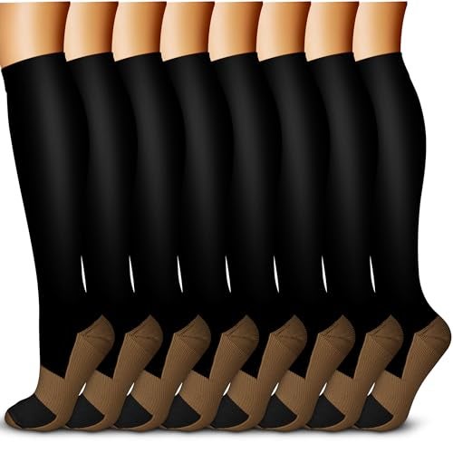 QUXIANG Copper Compression Socks for Women & Men Circulation (8 Pairs) - Best for Running Athletic Cycling - 15-20 mmHg (L/XL,Multi 01) - Image 3