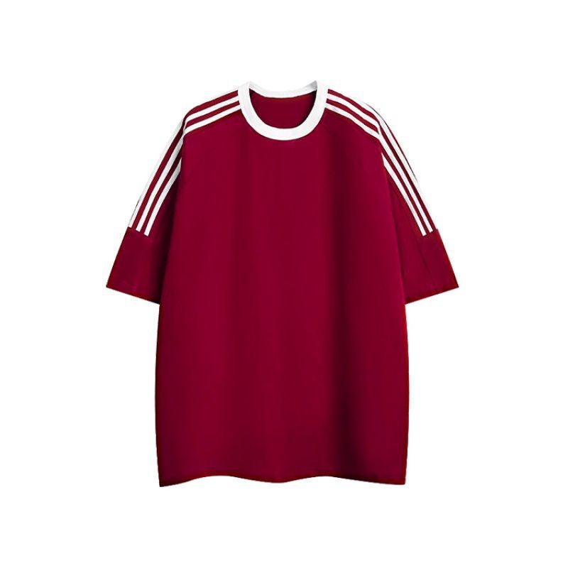T-Shirt Can Be Added With Pattern A 27 250G 32 Double Yarn Three Bars Raglan Short Sleeve Blank T-Shirt - Image 5