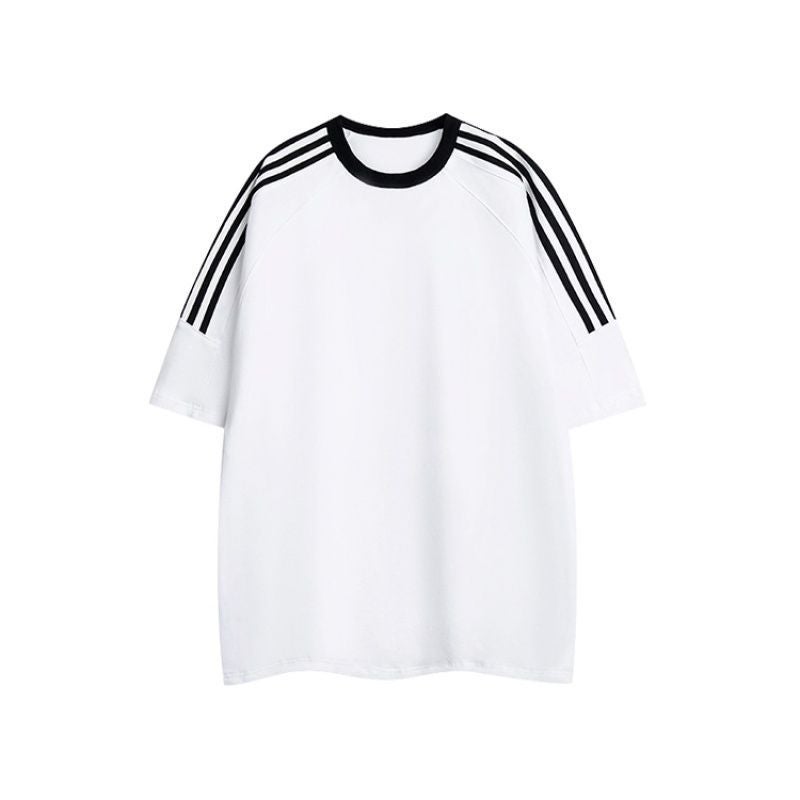 T-Shirt Can Be Added With Pattern A 27 250G 32 Double Yarn Three Bars Raglan Short Sleeve Blank T-Shirt - Image 2