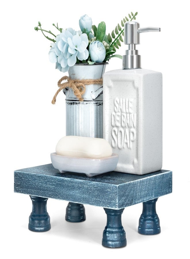 EOSAHR Decorative Display Risers for Home Decor - Wood Pedestal Stand for Kitchen Decor and Countertop Organizer - Ideal for Apartment Essentials (Blue) - Image 1