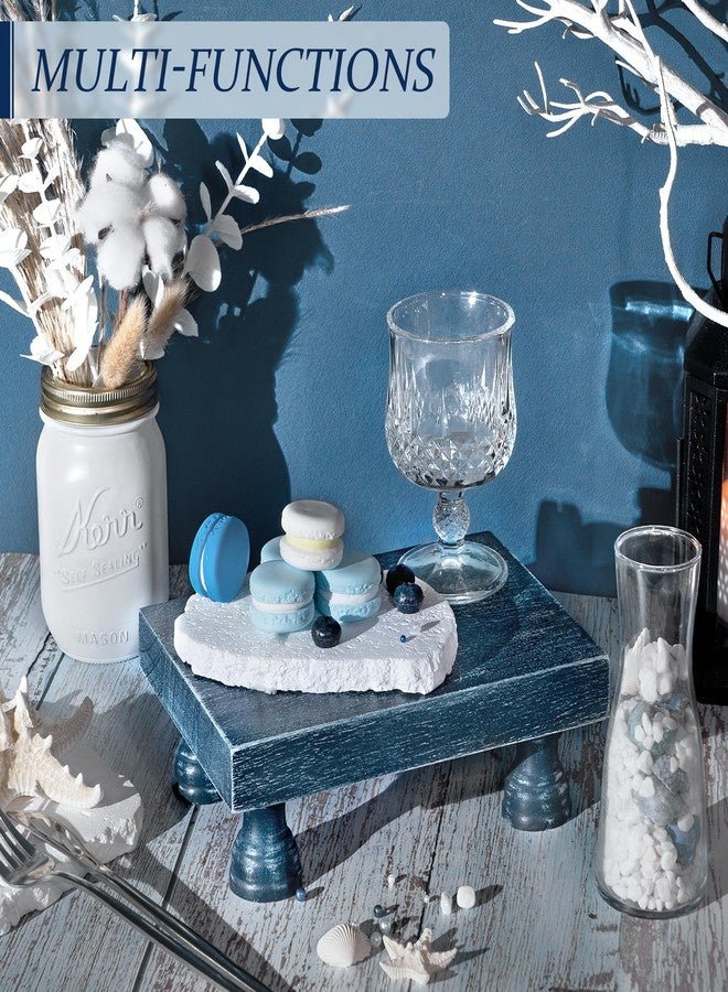EOSAHR Decorative Display Risers for Home Decor - Wood Pedestal Stand for Kitchen Decor and Countertop Organizer - Ideal for Apartment Essentials (Blue) - Image 4