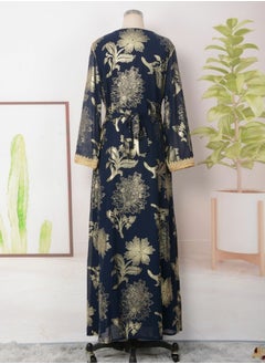 إسكدنيا إمرأة مسلمة Abaya حارّ ختم مساء ثوب مع حزام سير عربيّة ثوب  - Image 4