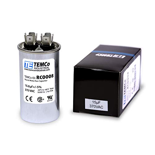 TEMCo Industrial TEMCo 15 uf/MFD 370 VAC Volts Round Run Capacitor 50/60 Hz AC Electric - Lot -1 (Optional uf/MFD, Voltage and Lot Quantities Available) - Image 1
