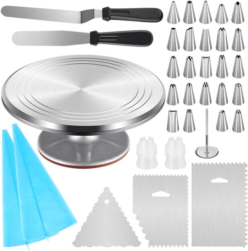 Kootek 35 Pcs Cake Decorating Kit with 12 Inch Revolving Cake Turntable and Baking Supplies - Image 1