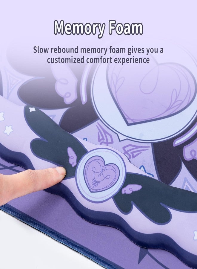 GeekShare Kawaii Mouse Pad Wrist Rest Support Set - Non-Slip Rubber Base Desk Mat and Memory Foam Wrist Rest for Keyboard and Mouse,Perfect for Gaming,or Home Office Work - Star Wings Series (Purple) - Image 3