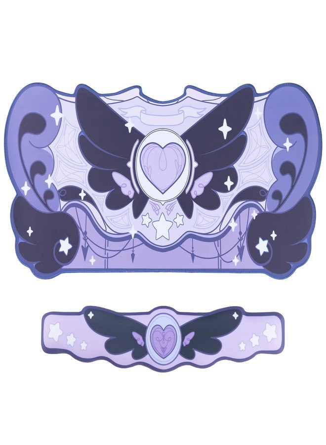 GeekShare Kawaii Mouse Pad Wrist Rest Support Set - Non-Slip Rubber Base Desk Mat and Memory Foam Wrist Rest for Keyboard and Mouse,Perfect for Gaming,or Home Office Work - Star Wings Series (Purple) - Image 1