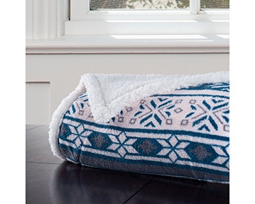 Lavish Home Reversible Fleece Blanket - 50-Inch x 60-Inch Machine-Washable Sherpa Throw with Snowflakes - Cozy Blanket for Couch, Chair, or Bed - Image 3