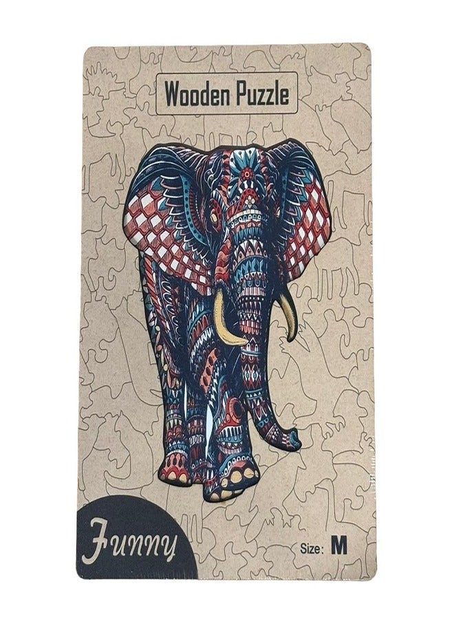 200 قطعة من احجيات الصور الخشبية ، احجية خشبية ثلاثية الابعاد على شكل حيوانات، فيل، افضل هدية للبالغين والاطفال - Image 1