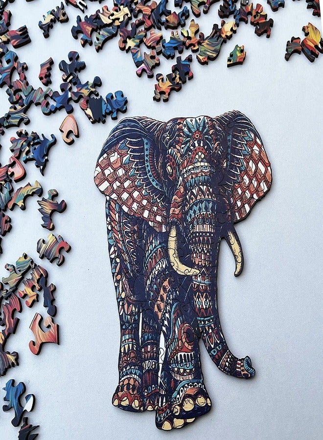 200 قطعة من احجيات الصور الخشبية ، احجية خشبية ثلاثية الابعاد على شكل حيوانات، فيل، افضل هدية للبالغين والاطفال - Image 2