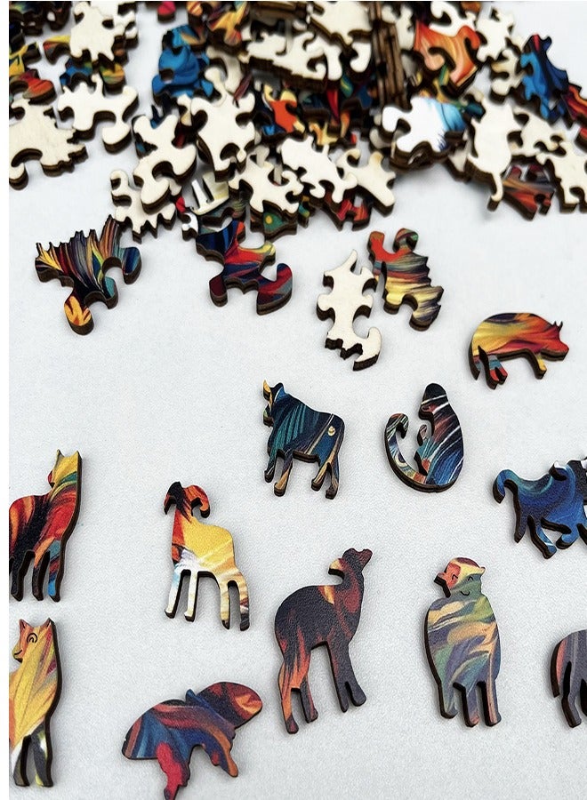 200 قطعة من احجيات الصور الخشبية ، احجية خشبية ثلاثية الابعاد على شكل حيوانات، فيل، افضل هدية للبالغين والاطفال - Image 3