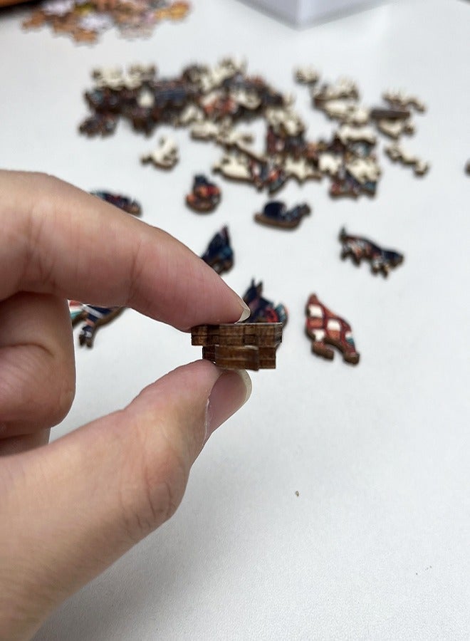 200 قطعة من احجيات الصور الخشبية ، احجية خشبية ثلاثية الابعاد على شكل حيوانات، فيل، افضل هدية للبالغين والاطفال - Image 4