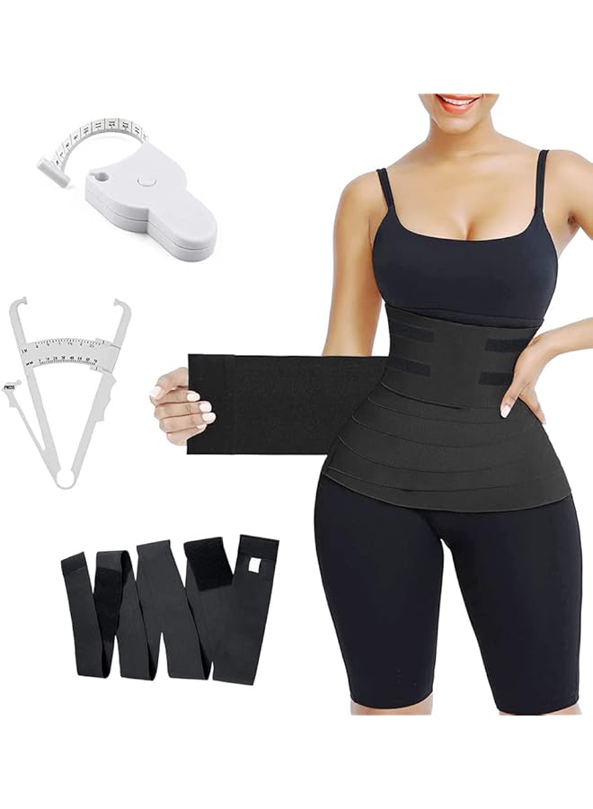 PROMASS Waist Trainer for Women promass, Bandage Wrap Sauna Belt Tummy Wrap Plus SizeAdjustable Support Belt, With Body Fat Tester and Body Tape Measure - Image 1