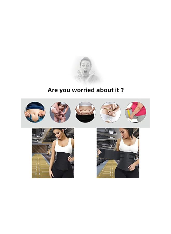 PROMASS Waist Trainer for Women promass, Bandage Wrap Sauna Belt Tummy Wrap Plus SizeAdjustable Support Belt, With Body Fat Tester and Body Tape Measure - Image 2