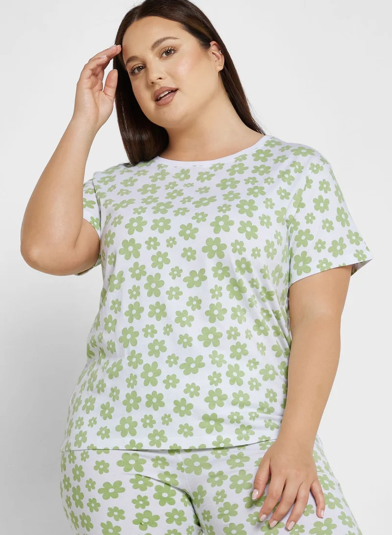 Ginger Plus Graphic Nightwear T-Shirt And Pyjama Set