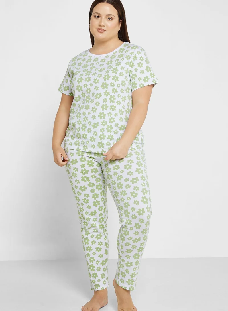 Ginger Plus Graphic Nightwear T-Shirt And Pyjama Set