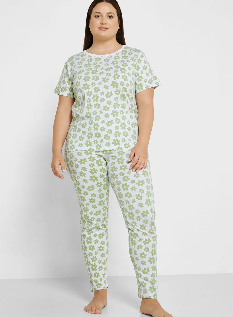 Ginger Plus Graphic Nightwear T-Shirt And Pyjama Set