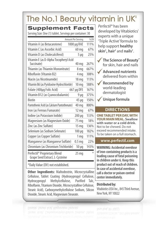 Perfectil - Perfectil Original Skin Hair Nails 30 Tablets - Image 1