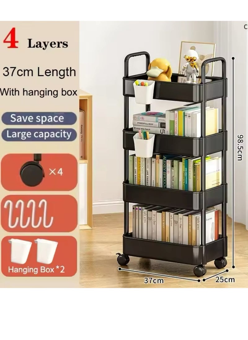 4-Tier Plastic Rolling Utility Cart with Handle, Multi-Functional Storage Trolley for Office, Living Room, Kitchen, Movable Storage Organizer with Wheels - pzsku/ZD4376F82B61E2708F15CZ/45/_/1740373725/0702bafd-cc26-41b1-9e49-023b1fd3a850