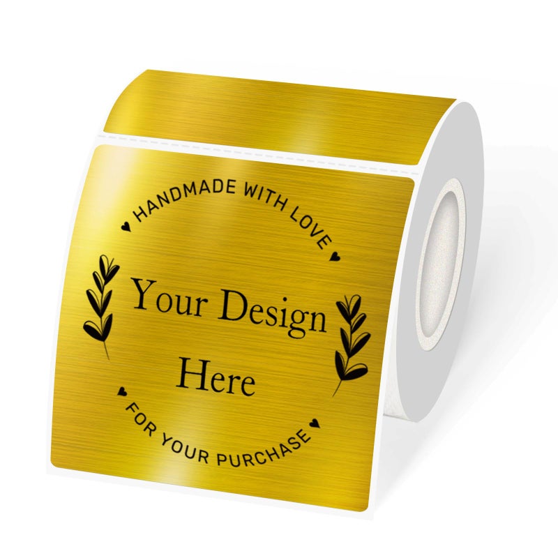 Yegawen Square Thermal Labels Stickers 3" x 3", Gold Thermal Square Stickers Labels, Glitter Self-Adhesive Direct Thermals Label for Small Business- Holographic Gold - Image 1
