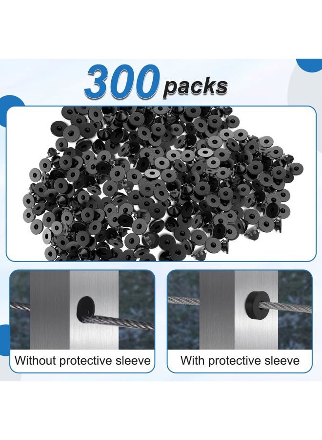 Vanesa Cable Railing Kit Rubber Protector Sleeve, Cable Railing Post Black Protector Sleeves for 1/8" 5/32" 3/16" Wire Rope, Deck Cable Railing Kit for Indoor Outdoor Metal Posts (300 Pack) - Image 3