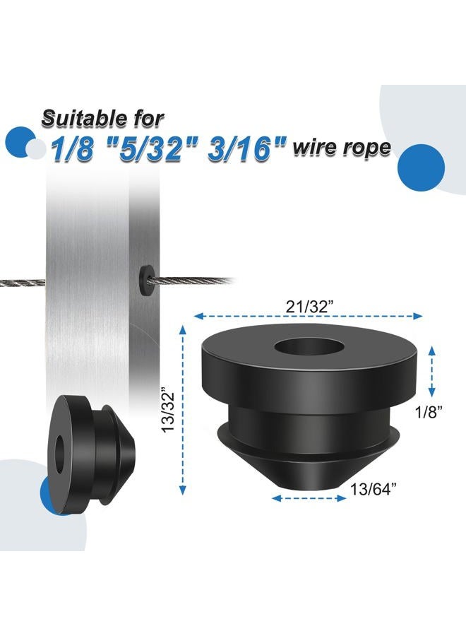 Vanesa Cable Railing Kit Rubber Protector Sleeve, Cable Railing Post Black Protector Sleeves for 1/8" 5/32" 3/16" Wire Rope, Deck Cable Railing Kit for Indoor Outdoor Metal Posts (300 Pack) - Image 2